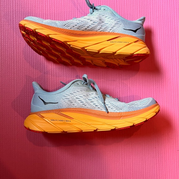 Hoka Light Blue and Orange Running Shoes - Picture 2 of 5